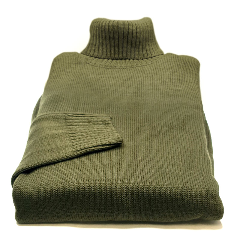 Gruby Golf, z Długim Kołnierzem, Kolor Khaki