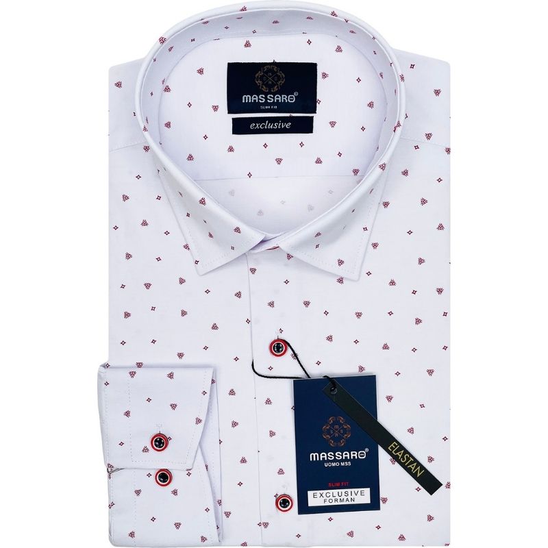 Koszula męska z długim rękawem z lycrą SLIM-FIT